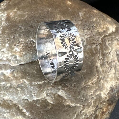 Navajo Stamped Sterling Silver Thumb Ring | Sz 14 | Authentic Native American Handmade | 15128