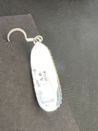 Navajo White Buffalo Turquoise Dangle Earrings | Sterling Silver | Authentic Native American Handmade | 16515