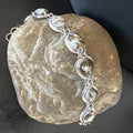 White Buffalo Turquoise 8-Stone Navajo Sterling Silver Link Bracelet | 8" | Handmade Jewelry 16378