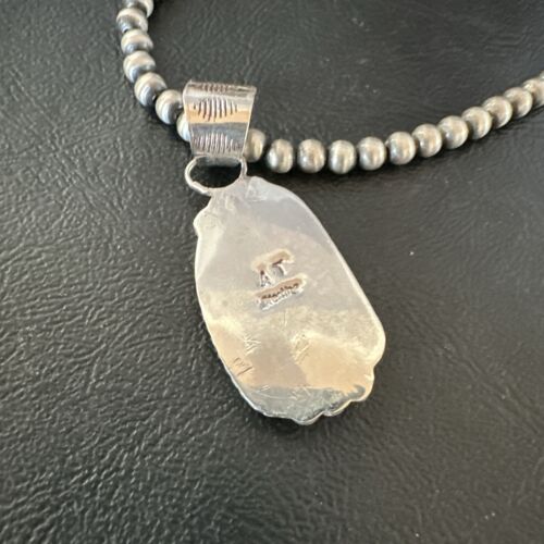Men's Blue Spiderweb Turquoise Pendant Necklace | Navajo Sterling Silver | Authentic Native American Handmade | 17118