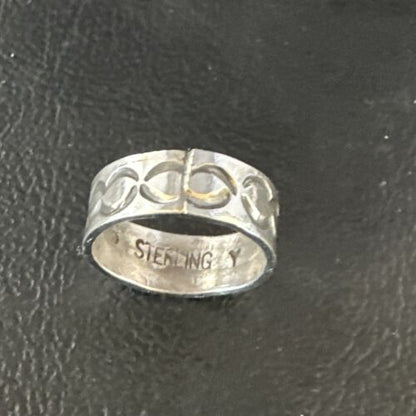 Navajo Stamped Sterling Silver Wide Band Ring | Sz 4.5  Pinky | Authentic Native American Handmade | 15296
