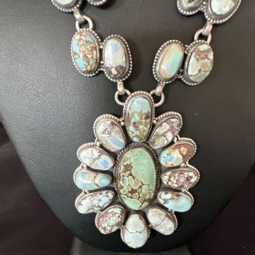 Navajo Blue Golden Hills Turquoise Lariat Necklace Pendant | 16181 | Authentic Native American Handmade