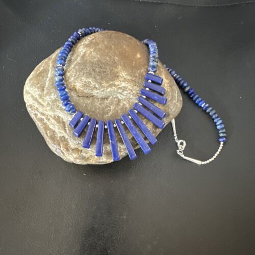 Men's Navajo Blue Lapis Necklace | Sterling Silver | 18" | Authentic Native American Handmade | 15771