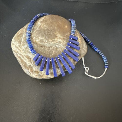 Men's Navajo Blue Lapis Necklace | Sterling Silver | 18" | Authentic Native American Handmade | 15771