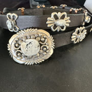 Navajo White Buffalo Turquoise Concho Belt | Sterling Silver | 50" Buckles | Authentic Native American Handmade | 15527