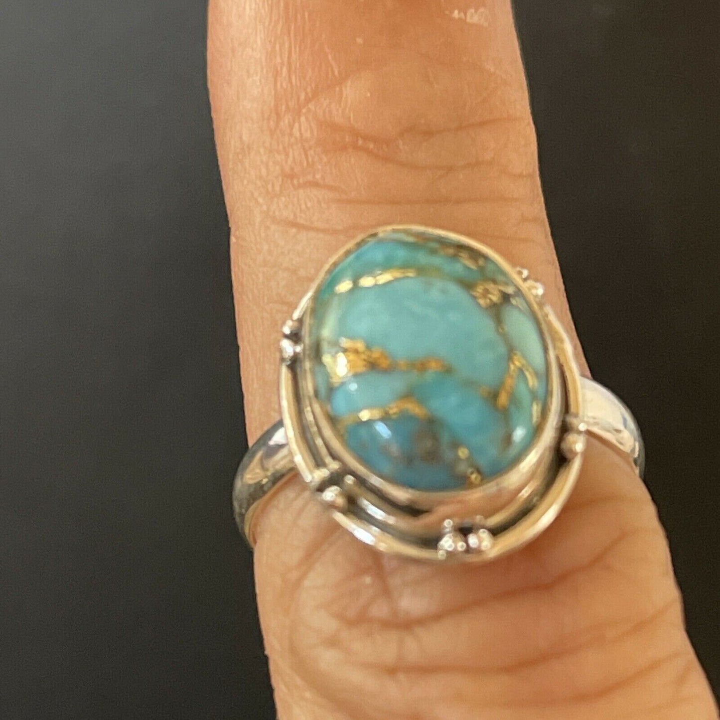 Navajo Blue Turquoise Ring | Sterling Silver | Sz 7 | Authentic Native American Handmade | 11417