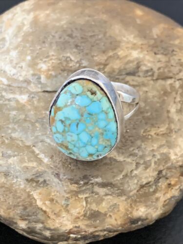 Men's Navajo Blue Spiderweb Turquoise Ring | Sterling Silver | Sz 10 | Authentic Native American Handmade | 12545