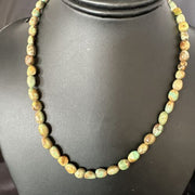 Navajo Green Royston Turquoise Bead Necklace | Sterling Silver Pearls | 18" | Authentic Native American | 15320