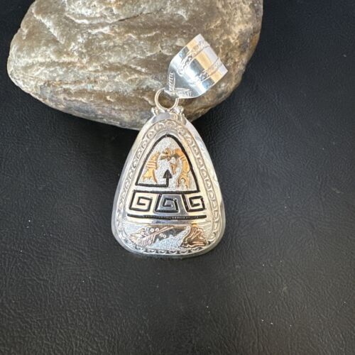 Hopi Gold Pendant | Sterling Silver | 12K GP | Authentic Native American Handmade | 15166