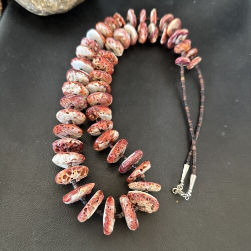 Navajo Purple Spiny Oyster Shell Graduated Necklace | Sterling Silver | 33" | Authentic Native American Handmade | 17174