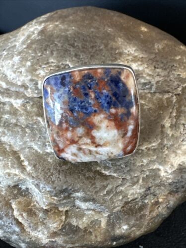 Navajo Blue Lapis Square Ring | Sterling Silver | Sz 6 | Authentic Native American Handmade | 16434