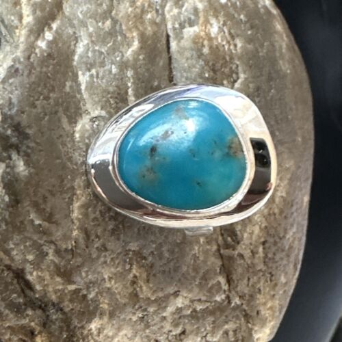 Navajo Blue Kingman Turquoise Ring | Sterling Silver | Sz 7 | Authentic Native American Handmade | 16592