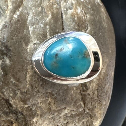 Navajo Blue Kingman Turquoise Ring | Sterling Silver | Sz 7 | Authentic Native American Handmade | 16592