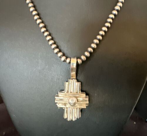 Men's Zia Pendant Necklace | Navajo Pearls | Sterling Silver | Authentic Native American Handmade | 16424