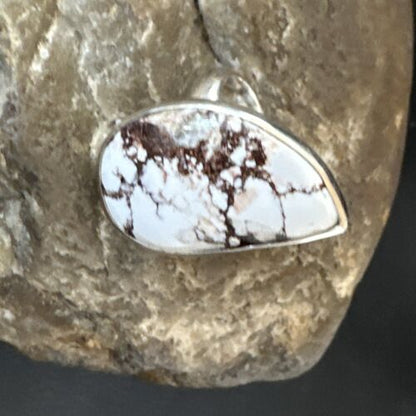 Men's & Women's Wild Horse Turquoise Navajo Ring | Sterling Silver | Sz 7 | Authentic Native American Handmade | 17365