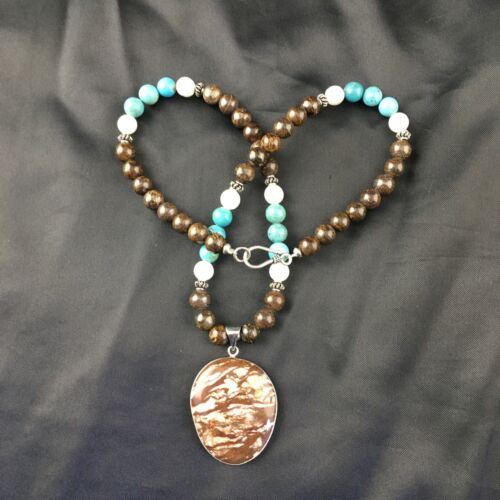 Navajo Wild Horse Turquoise Pendant Necklace | Sterling Silver | 18" | Authentic Native American Handmade | 10148