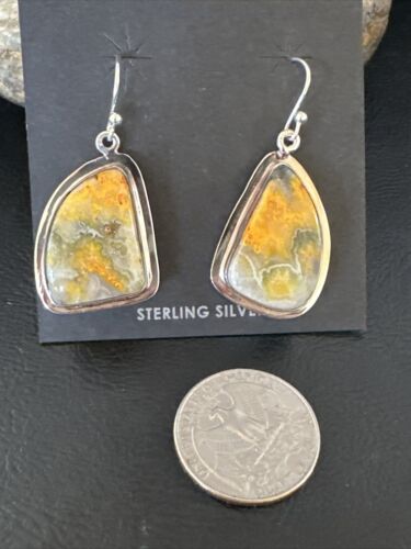 Navajo Bumblebee Jasper Earrings | Sterling Silver | Authentic Native American Handmade | 15826