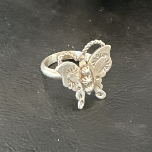 Navajo Sterling Silver Butterfly Ring | Sz 7.5 | Authentic Native American Handmade | 16972