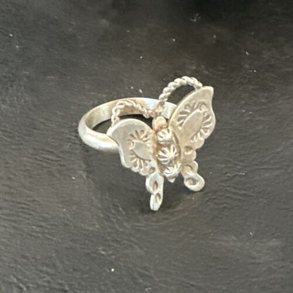 Navajo Sterling Silver Butterfly Ring | Sz 7.5 | Authentic Native American Handmade | 16972
