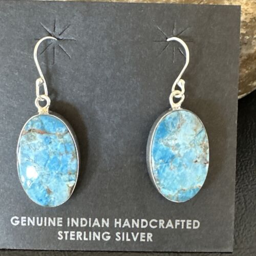 Southwestern Blue Denim Lapis Dangle Earrings | Sterling Silver | 1" | 15797