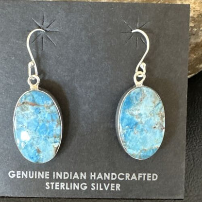 Southwestern Blue Denim Lapis Dangle Earrings | Sterling Silver | 1" | 15797