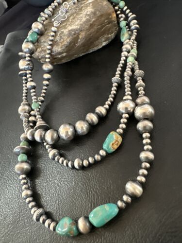Navajo Pearls Royston Turquoise Necklace | Sterling Silver | Mixed Beads | 48" | 15990