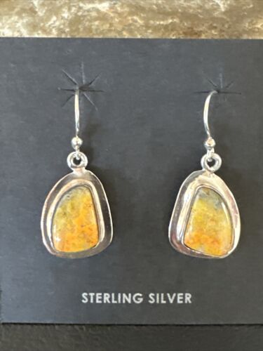 Navajo Bumblebee Jasper Earrings | Sterling Silver | Authentic Native American Handmade | 15831