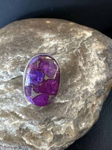 Navajo Purple Mojave Turquoise Ring | Sterling Silver | Sz 8 | Authentic Native American Handmade | 15604