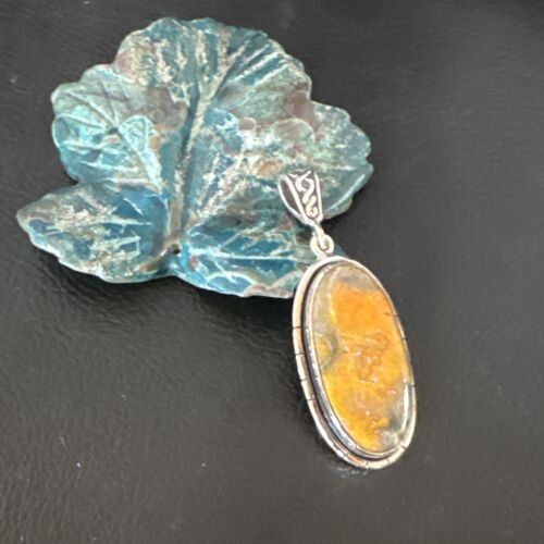 Navajo Bumblebee Jasper Pendant Necklace | Sterling Silver | Authentic Native American Handmade | 15958