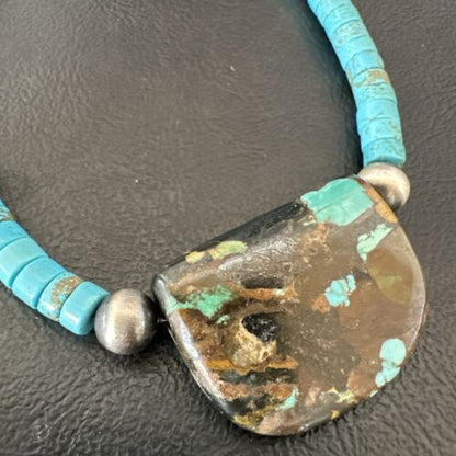 Navajo SpiderWeb Turquoise Heishi Pearls Necklace | Sterling Silver | 20" | 17031