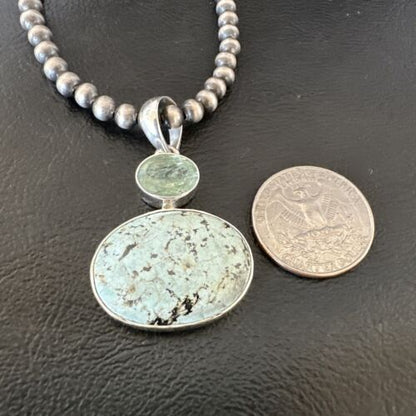 Navajo Women's Dry Creek Turquoise Topaz Pendant Necklace | Sterling Silver | 16310