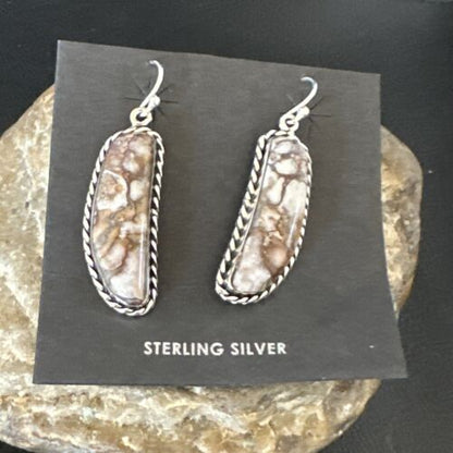Navajo Wild Horse Turquoise Dangle Earrings | Sterling Silver | Authentic Native American Handmade | 16517