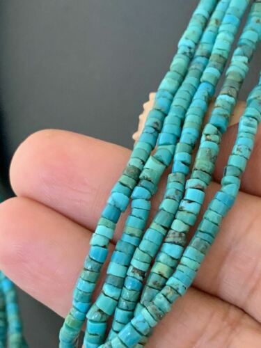 Native American Navajo Turquoise Heishi Necklace | Sterling Silver 5 Strand 2mm | 20" | 205
