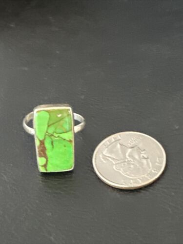 Adjustable Navajo Green Mojave Turquoise Ring | Sterling Silver | Sz 10 | Authentic Native American Handmade | 15709