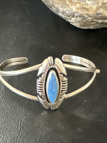 Navajo Denim Lapis Blue Cuff Bracelet | Sterling Silver | Authentic Native American Handmade | 15350
