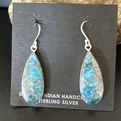 Blue Denim Lapis Dangle Earrings | Sterling Silver | 1" | 15799