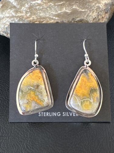 Navajo Bumblebee Jasper Earrings | Sterling Silver | Authentic Native American Handmade | 15826