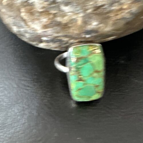 Navajo Green Mojave Turquoise Ring | Sterling Silver | Sz 8 | Authentic Native American Handmade | 16054