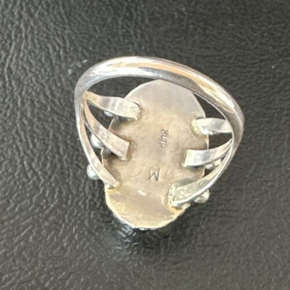 Navajo Oval Pink Conch Ring | Handmade | Sz 7.5 | 16049