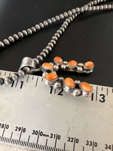 Navajo Spiny Oyster Naja Pendant Necklace | Sterling Silver | 20" | Authentic Native American Handmade | 15758