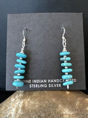 Navajo Blue Cluster Turquoise Bead Earrings | 6mm | Sterling Silver | Authentic Native American Handmade | 15843