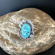 Navajo Blue Kingman Turquoise Ring | Sterling Silver | Sz 9 | Authentic Native American Handmade | 15893