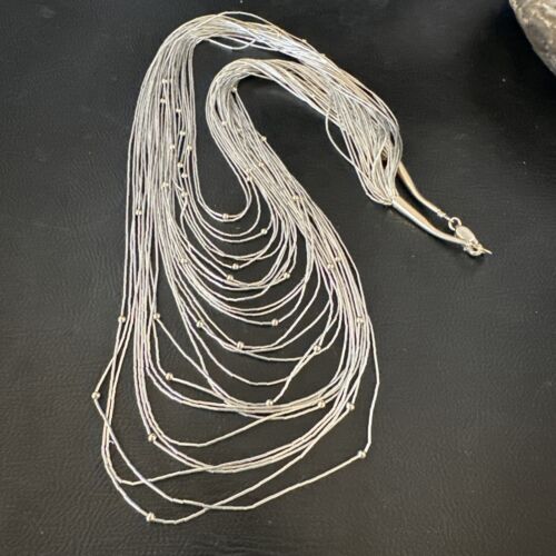 Graduated Bib Heishi Liquid Necklace | Sterling Silver | 24" | 17241