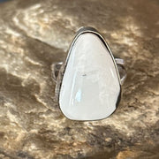 Men's Navajo White Buffalo Turquoise Ring | Sterling Silver | Sz 8.5 | Authentic Native American Handmade | 14745