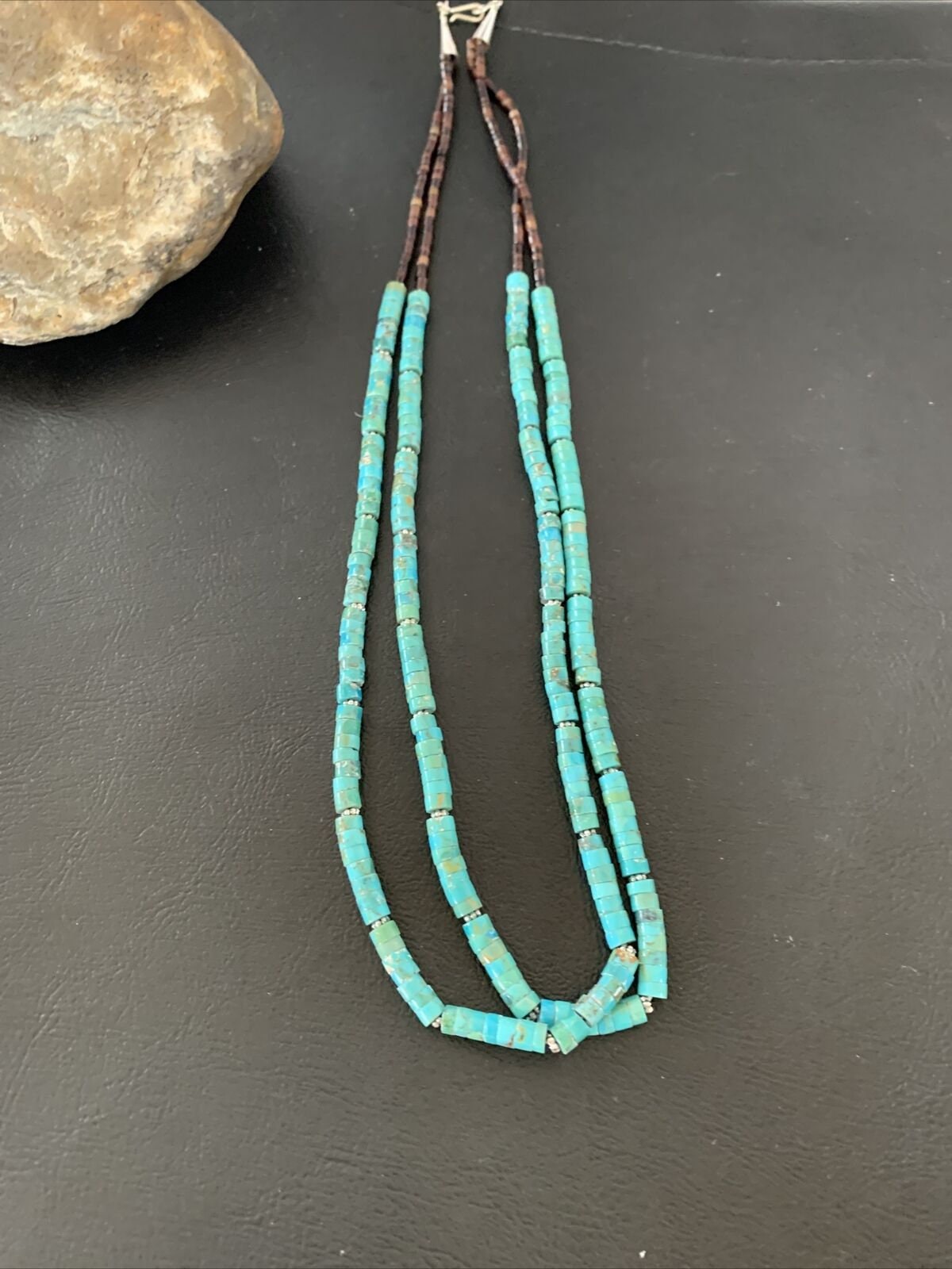 Navajo Turquoise Heishi Shell Necklace | Sterling Silver 5mm | 20" | Authentic Native American Handmade | 02157