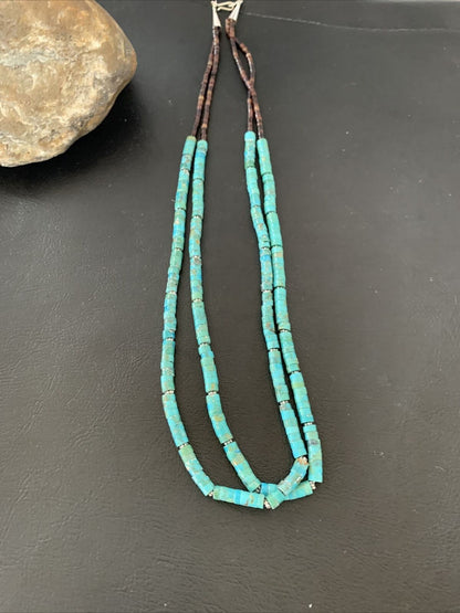 Navajo Turquoise Heishi Shell Necklace | Sterling Silver 5mm | 20" | Authentic Native American Handmade | 02157