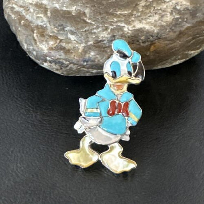 Zuni Sterling Silver Donald Duck Inlay Ring | Sz 6 Adjustable | Authentic Native American Handmade | 16560