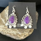 Navajo Purple Sugilite White Mother of Pearl Earrings | Sterling Silver | 1" | Authentic Native American Handmade | 15334