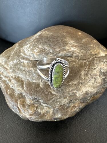 Navajo Green Gaspeite Ring | Sterling Silver | Sz 9.5 | Authentic Native American Handmade | 16397