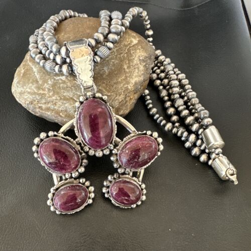 Navajo XL Purple Spiny Cluster Naja Pendant Necklace | Sterling Silver | 21" | 16677